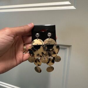 Gold and Brown Dangle Earrings